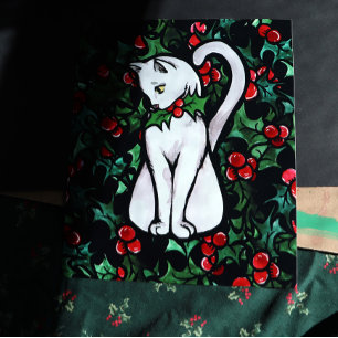 Helgdag jul Holly White Cat Poster