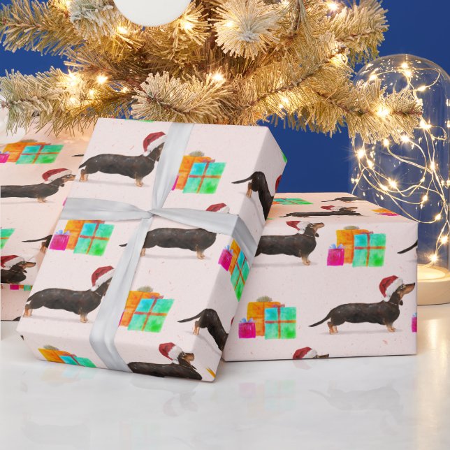 Helgdag jul Hund Dachshund Merry Bright Presentpapper (Helgdagar)