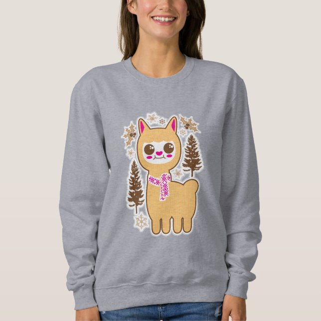 Helgdag jul Kawaii Llama T Shirt (Framsida)