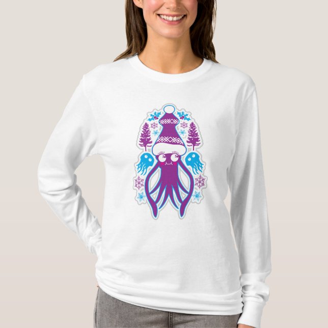 Helgdag jul Kawaii Squid T Shirt (Framsida)