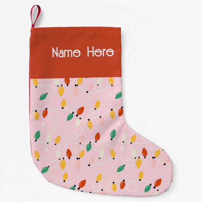 Helgdag jul Ljus minimal Retro Fet Rosa Liten Julstrumpa (Framsidan)