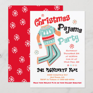 Helgdag Jul Pajama-partiets inbjudan