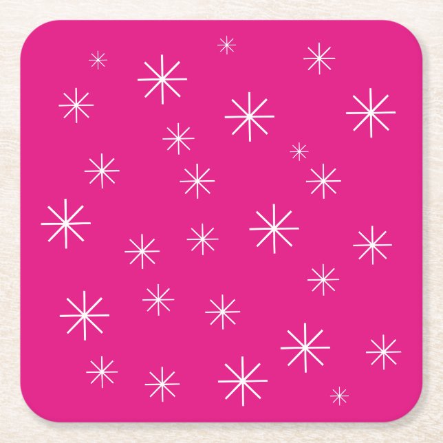 Helgdag jul Party Simple Stars Cute Rosa Underlägg Papper Kvadrat (Framsidan)