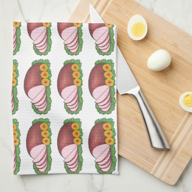 Helgdag jul Påsk Glazed Ham Dinner Food Kökshandduk (Vikt i Fjärdedel)