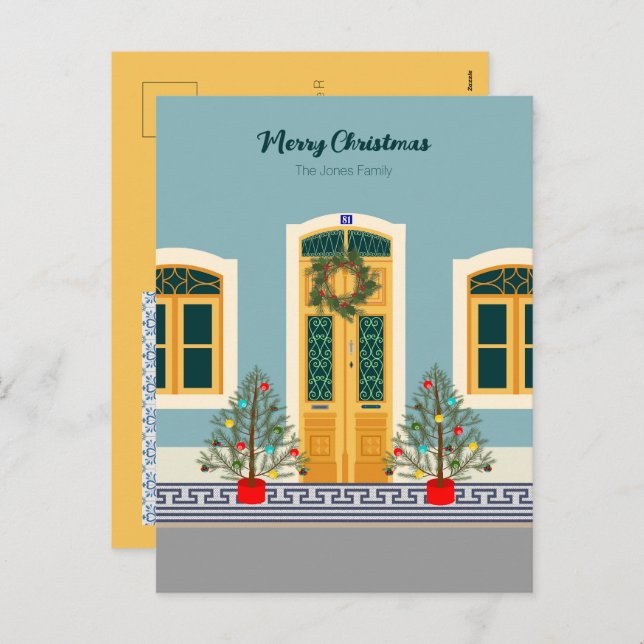 Helgdag jul - portugisiskt julkort helg vykort (Fram/baksida)