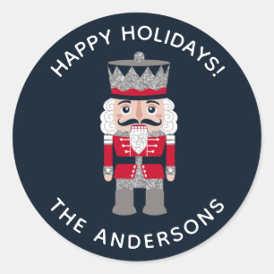Helgdag Jul Red Black Nutcracker Sticker Runt Klistermärke