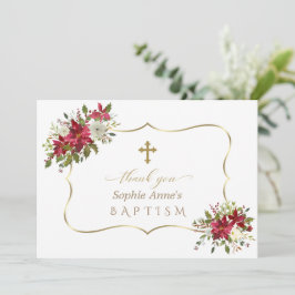 Helgdag Jul Red White Poinsettia Baptism Tack Kort