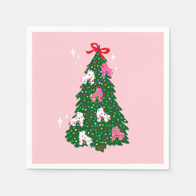 Helgdag jul Roller Skating Julafton Skate Pappersservett (Framsidan)