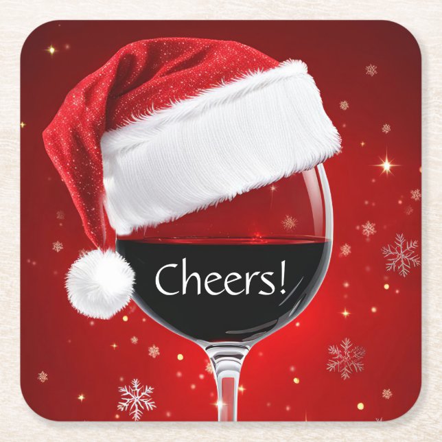 Helgdag jul Vin Cheers Party Underlägg Papper Kvadrat (Framsidan)
