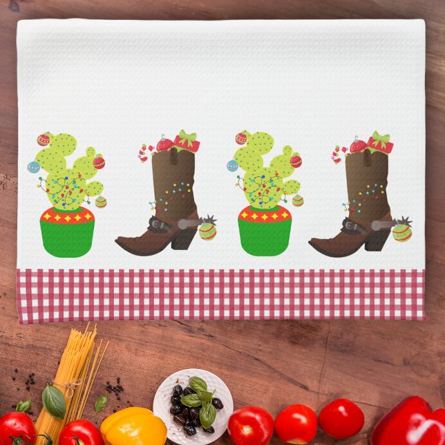 Helgdag jul Western Cowboy Cactus Southwest Kökshandduk (Skapare uppladdad)