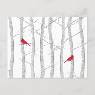helgdag Jul Winter Red Cardinal Woodland Vykort