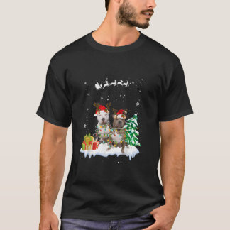 Helgdag Julafton Light Santa Pitbull Hund jul Tre T Shirt