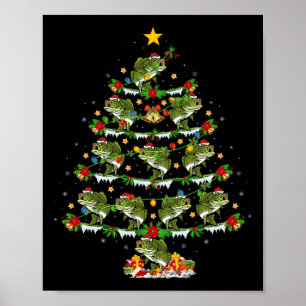 Helgdag Julafton Lighting Santa Bass Fish jul Tr Poster