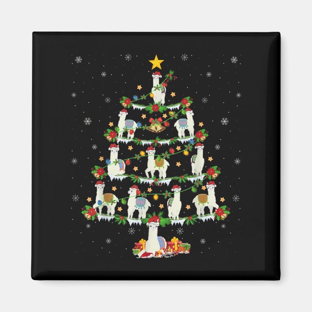 Helgdag Julafton Lighting Santa Llama Julgran Magnet (Framsidan)