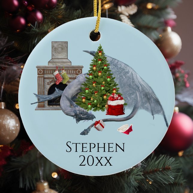 Helgdag Julgran Fantasy Dragon Julgransprydnad Keramik (Skapare uppladdad)