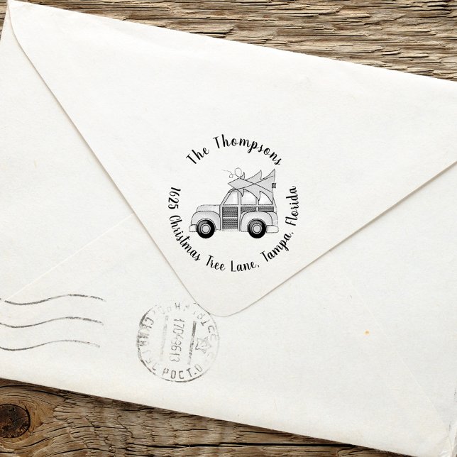 Helgdag Julgran Simple Whimsical Funny Car Stämpel (Skapare uppladdad)