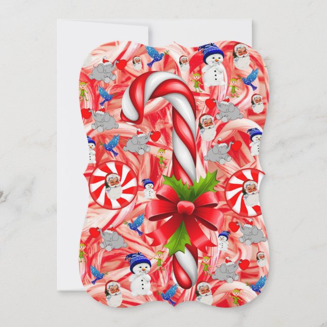 Helgdag julhälsningskort, Candy cane Kort (Framsida)