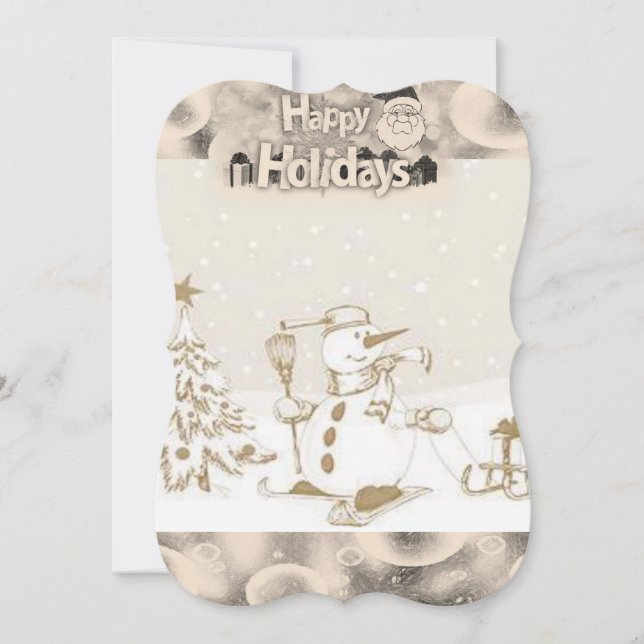 Helgdag julhälsningskort, Snögubbe Kort (Framsida)