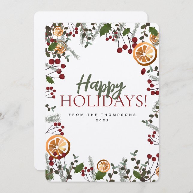 Helgdag Juli Orange - Anpassningsbar Julkort (Fram/baksida)