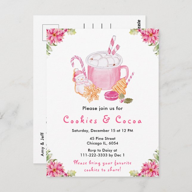 Helgdag Julkakor och Rosa av kakao Vykort (Fram/baksida)