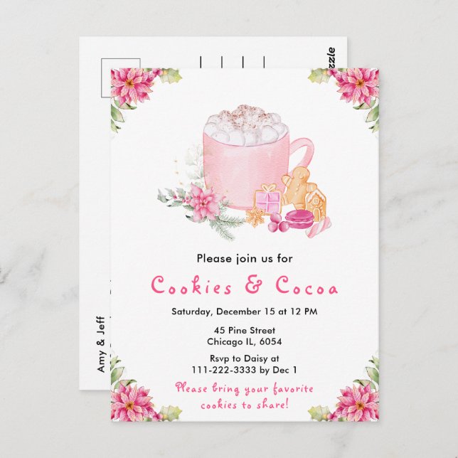 Helgdag Julkakor och Rosa av kakao Vykort (Fram/baksida)