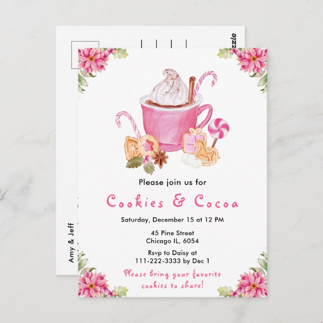 Helgdag Julkakor och Rosa av kakao Vykort (Fram/baksida)