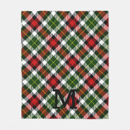 Helgdag Julplagt Monogram Initial Festive Fleecefilt