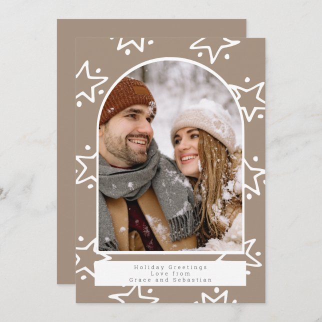 Helgdag Julstjärnan Mönster Photo Personlig Julkort (Fram/baksida)