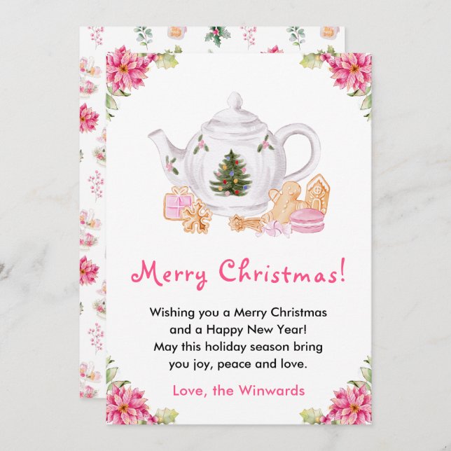 Helgdag julte Rosa God jul Julkort (Fram/baksida)