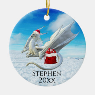 Helgdag jultomten Winter Dragon Julgransprydnad Keramik