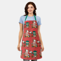 Helgdag Kaffefrött Apron med Grönt band