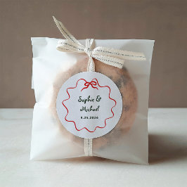 Helgdag Kärlek | Illustrerad Fransk Bow Bröllop Runt Klistermärke