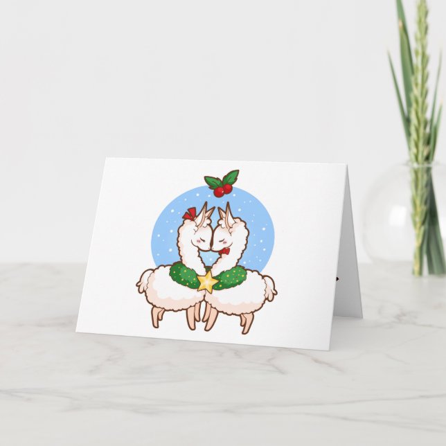 Helgdag Kärlek Llamas Helgkort (Framsida)