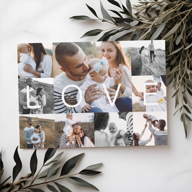 Helgdag Kärlek | Moderna kortaste Många-rutnätsfot Julkort (Holiday Love | Modern Minimal Multiple Grid Photos)