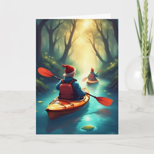 Helgdag Kayak Journey - Paddling Äventyr Card Kort (Framsida)