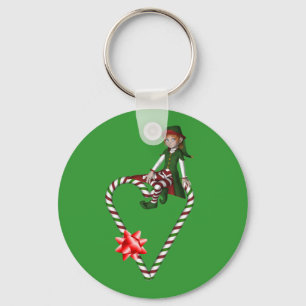 Helgdag Keychain för jul för flickaälvacandy cane Nyckelring