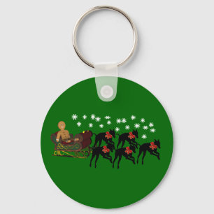 Helgdag Keychain för julvinthundSleigh Nyckelring