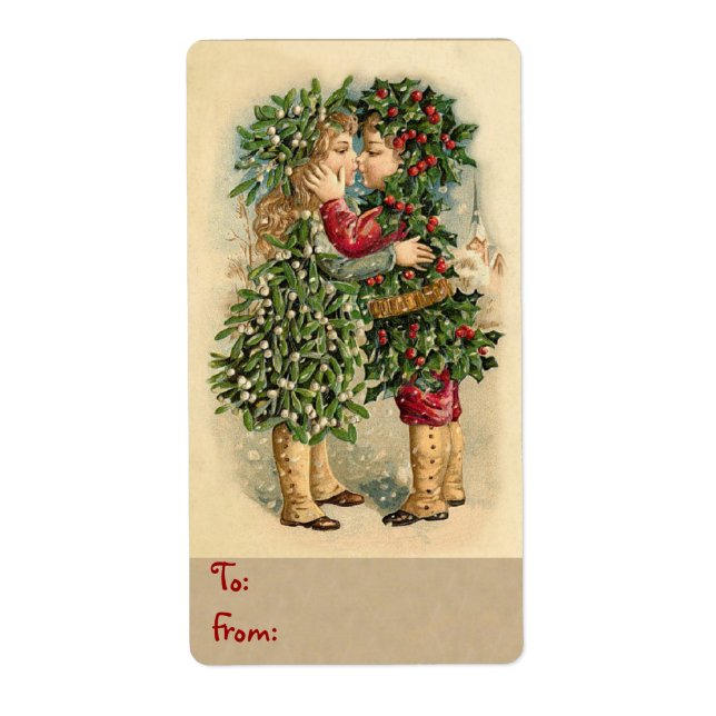 Helgdag Kiss-juletiketter för gåvor Fraktsedel (Framsidan)