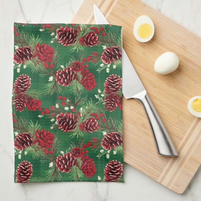Helgdag Kitchen Towel-Pinecones Kökshandduk (Vikt i Fjärdedel)
