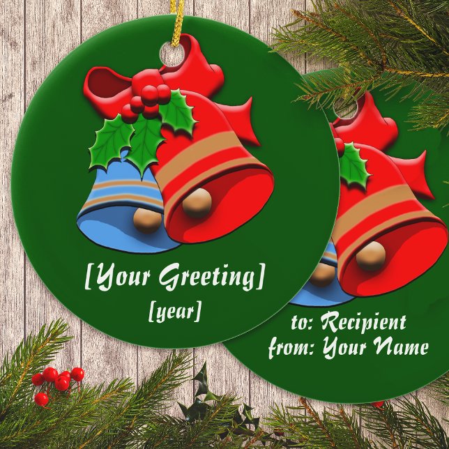 Helgdag Klockor jul Julgransprydnad Keramik (Skapare uppladdad)