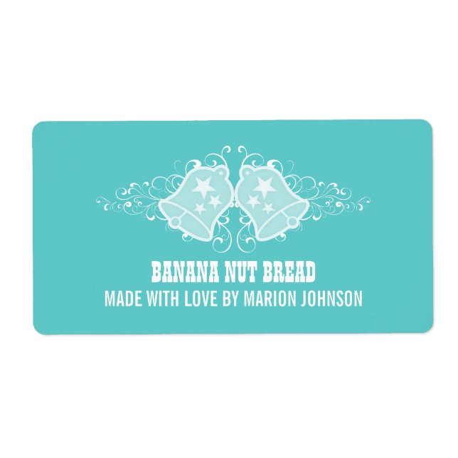 Helgdag Klockor och Swirls etiketter, Aqua Fraktsedel (Framsidan)