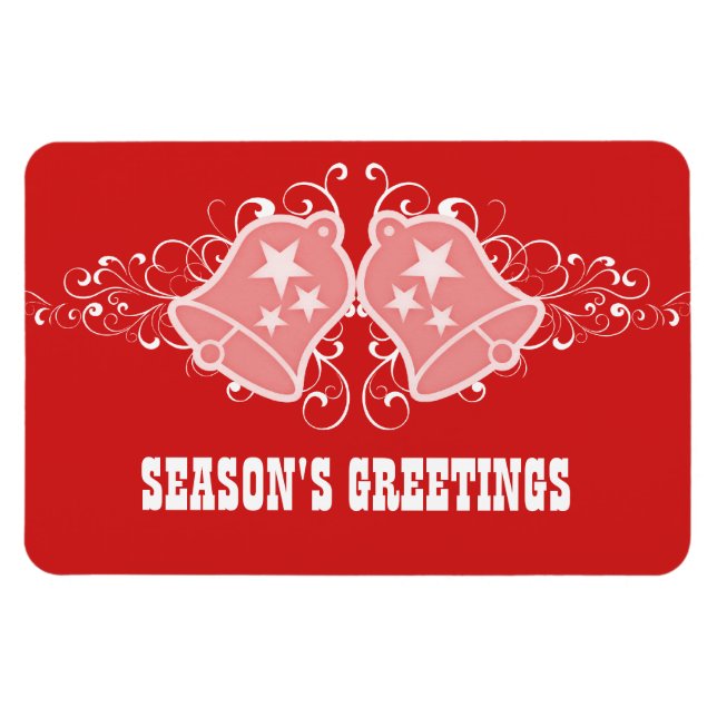 Helgdag Klockor och Swirls Premium Magnet, Red Magnet (Horisontell)
