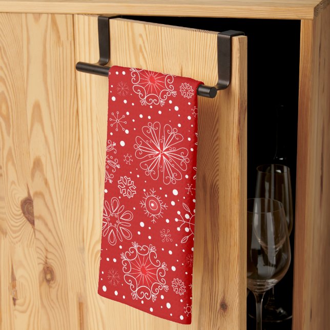Helgdag Kökstorn Towel-Snöflingor Kitchen Towel Kökshandduk (Thirds Fold)