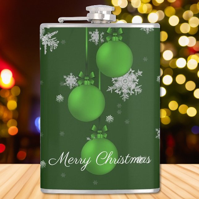 Helgdag-kolv för prydnadsföremål för grönt jul fickplunta (Green Christmas Ornaments Holiday Flask)