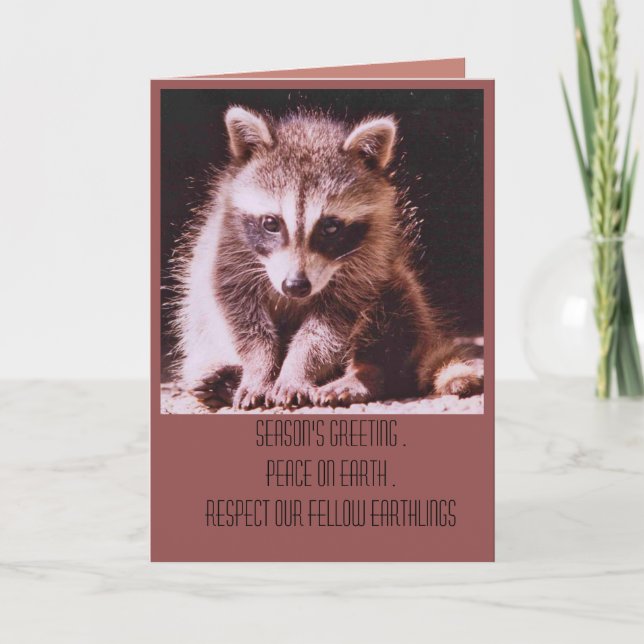 Helgdag-kort för årshälsningar i Raccoon Kit Helgkort (Framsida)