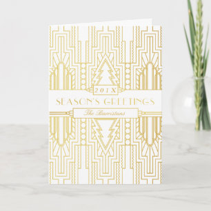 Helgdag-kort för Art Deco Guld Löv Säsonhälsningar Helgkort