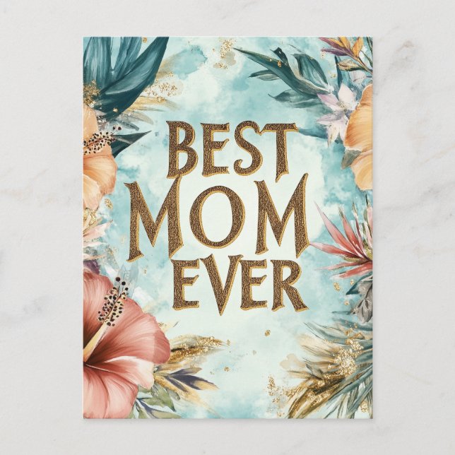 Helgdag-kort för bästa Mamma någonsin blommigt Helg Vykort (Framsida)