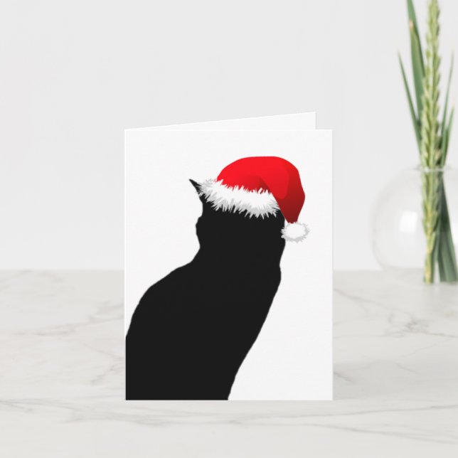 Helgdag-kort för Black Cat Santa Lycklig Helgkort (Framsida)