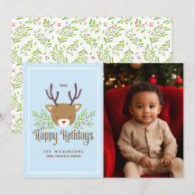 Helgdag-kort för Cute Reindeer Glad helg