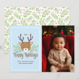 Helgdag-kort för Cute Reindeer Glad helg Inbjudningar